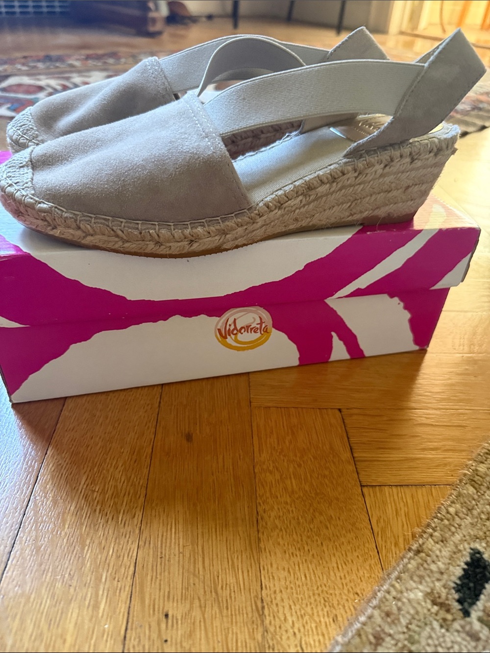 Vidoretta Tan Suede Like Espadrille Wedge Slingback